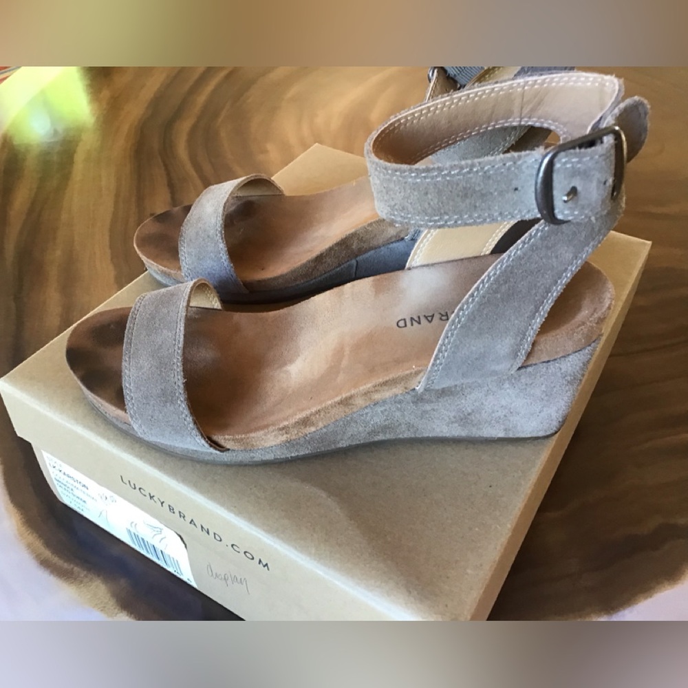 Lucky Brand suede ankle-wrap sandals
